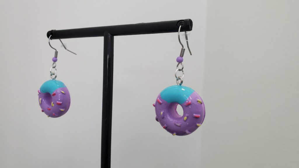 Acrylic Purple Donut Dangle Earrings Damon And Doras