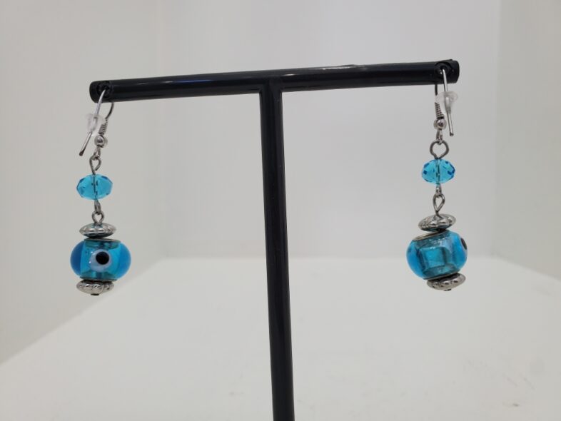 Blue Glass Beaded Dangle Earrings Damon And Doras