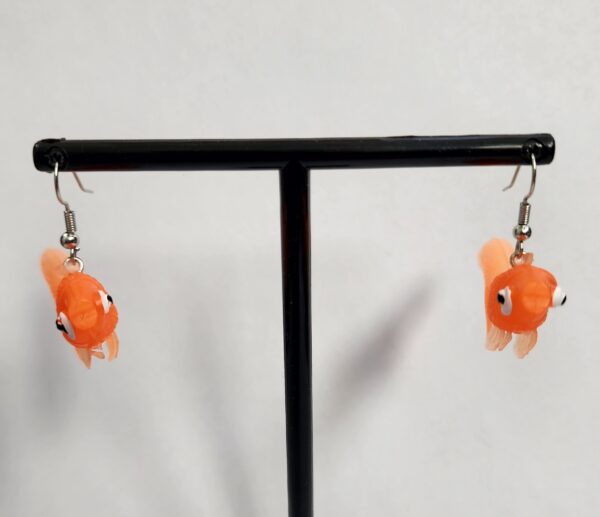 Bright Orange Goldfish Dangle Earrings - Image 2